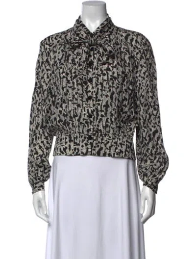Pre-owned Valentino Miss V Silk Blouse In Blue