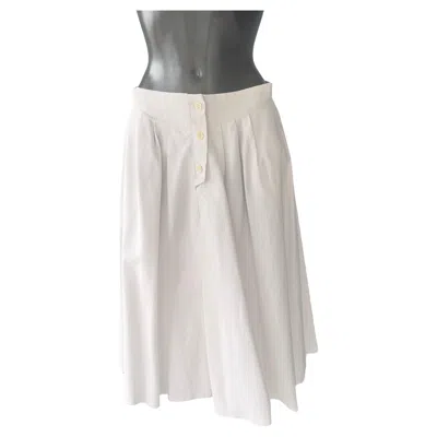 Pre-owned Valentino Miss V Valentino 80s Cotton Skirt In Gray