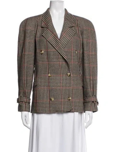 Pre-owned Valentino Miss V Wool Blazer In Brown