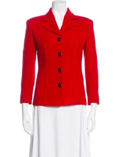 Pre-owned Valentino Miss V Wool Blazer In Red