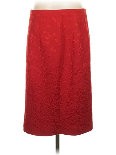 Pre-owned Valentino Miss V Wool Skirt In Red
