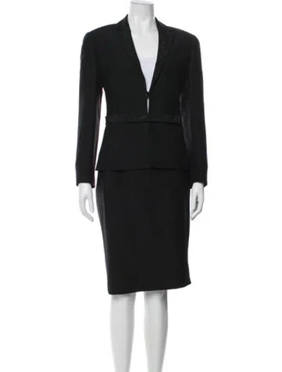 Pre-owned Valentino Miss V Wool Skirt Set In Black