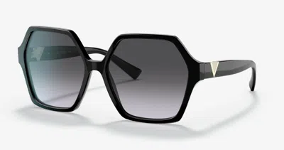 Pre-owned Valentino Miu Miu Smu 07zs Black/dark Grey (1ab-5s0) Sunglasses In Grey Shaded