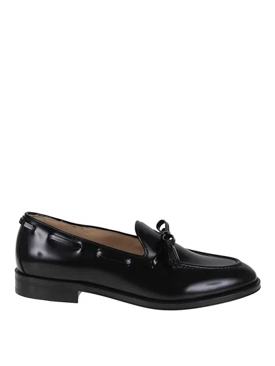 Valentino Garavani Bowshire Loafers In Black Glossy Calfskin