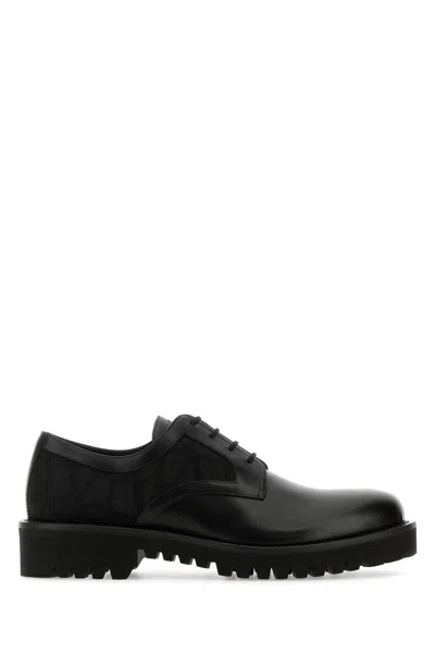 Valentino Garavani Derby Toile Loafers In Black