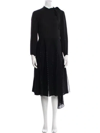 Pre-owned Valentino Mock Neck Knee-length Dress In Blue