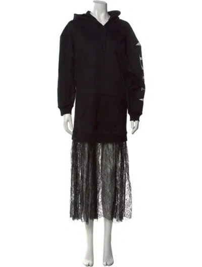 Pre-owned Valentino Mock Neck Long Dress In Black