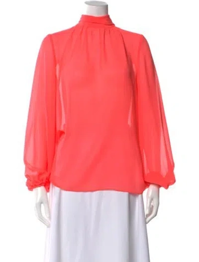 Pre-owned Valentino Mock Neck Long Sleeve Blouse In Orange