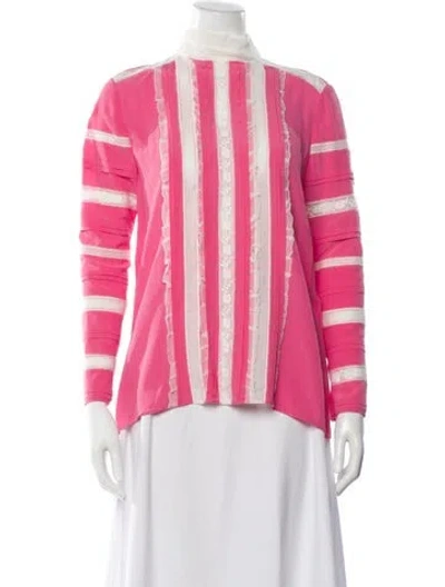 Pre-owned Valentino Mock Neck Long Sleeve Blouse In Pink