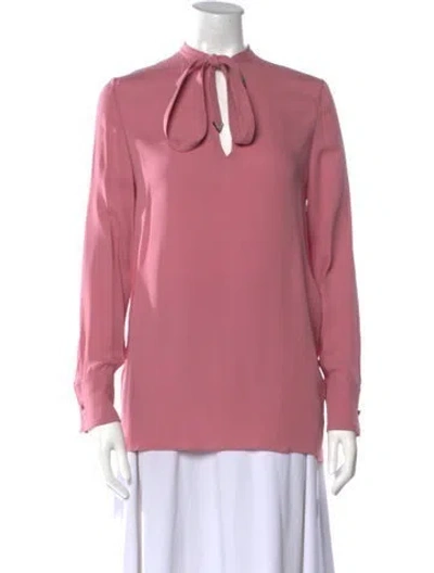 Pre-owned Valentino Mock Neck Long Sleeve Blouse W/ Tags In Pink