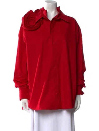 Pre-owned Valentino Mock Neck Long Sleeve Sweatshirt In Red