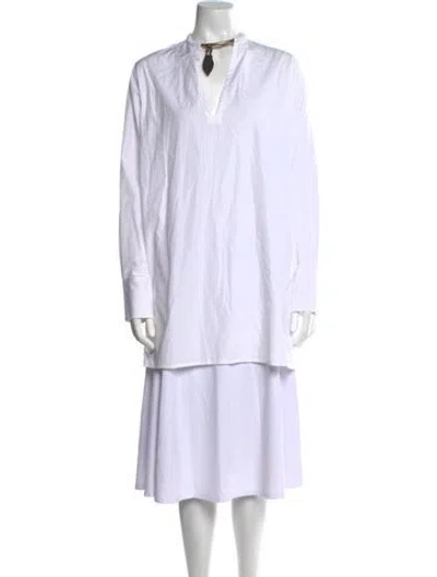 Pre-owned Valentino Mock Neck Long Sleeve Tunic In White