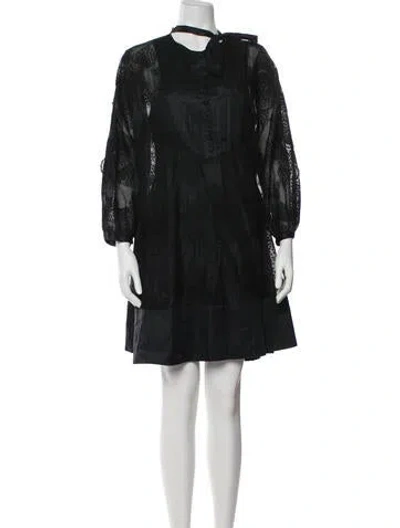 Pre-owned Valentino Mock Neck Mini Dress In Black
