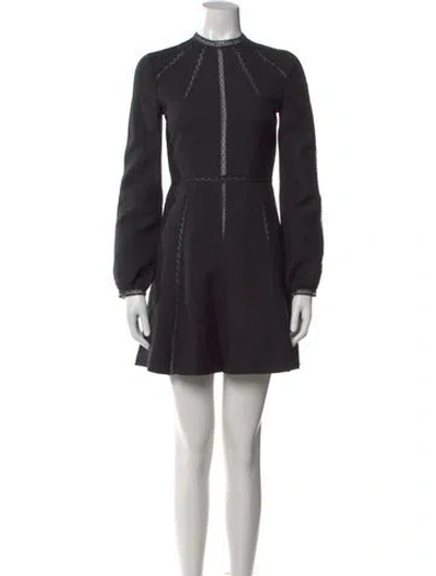Pre-owned Valentino Mock Neck Mini Dress In Black