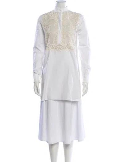 Pre-owned Valentino Mock Neck Mini Dress In White