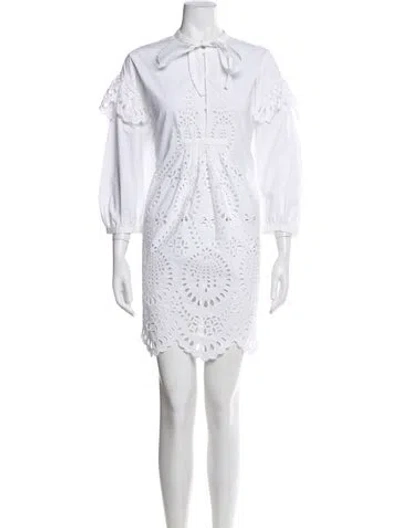 Pre-owned Valentino Mock Neck Mini Dress In White