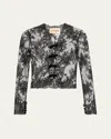 Valentino Mock-neck Sheer Lace Long-sleeve Top In Animal Print
