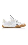 Valentino Amphibia Sneaker In Rubberized Calfskin And Split Leather In White