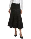 Valentino Leopard Pattern Flared Knitted Skirt In Black