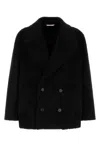 Valentino Black Two Button Placket Coat In Nero