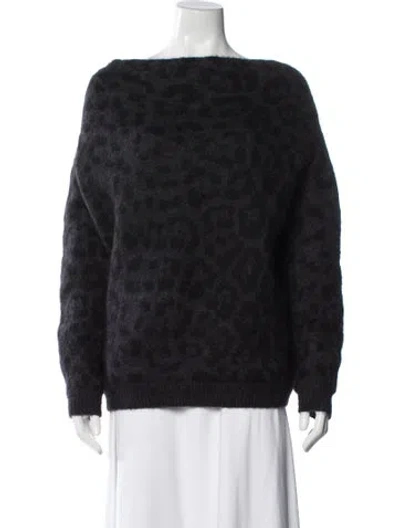 Pre-owned Valentino Mohair Animal Print Sweater In Black