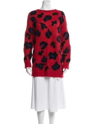 Pre-owned Valentino Mohair Animal Print Sweater In Red