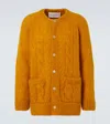 Valentino Mens Patch-pocket Mohair-blend Cable Knit Cardigan Ocra In Yellow