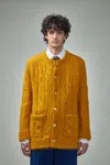 Valentino Mens Patch-pocket Mohair-blend Cable Knit Cardigan Ocra In Yellow & Orange