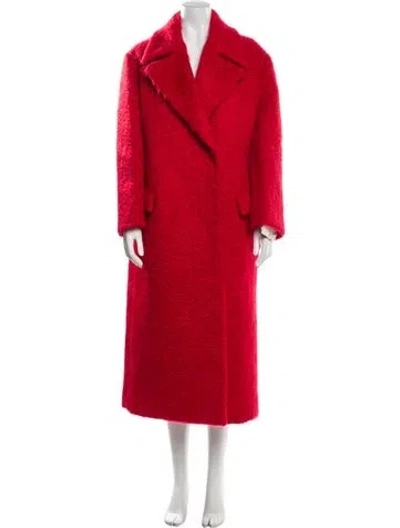 Pre-owned Valentino Mohair Fur Coat In Red