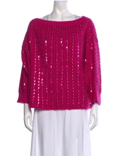 Pre-owned Valentino Mohair Patterned Sweater In Pink
