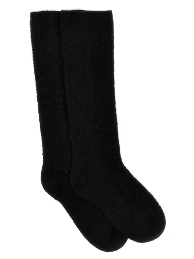 Valentino Stretch Mohair Blend Knee-high Socks In Black