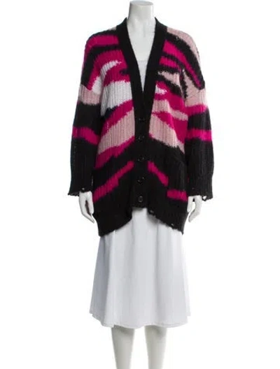 Pre-owned Valentino Mohair Striped Sweater In Pink