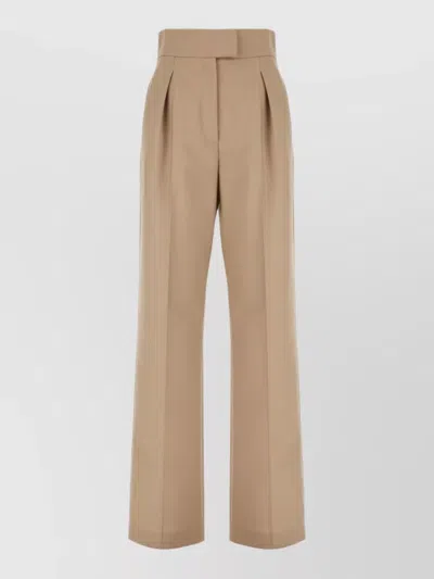 Valentino Mohair Wide Leg Tailored High Waisted Pants In Brown
