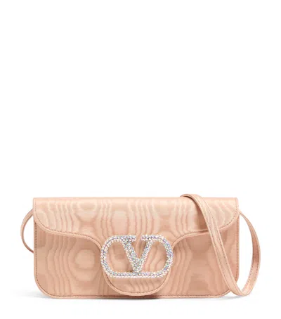 Valentino Garavani Moiré Locò Clutch Bag In Pink