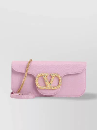 Valentino Garavani Moiré Textile Clutch Chain Strap