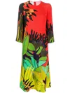 Valentino Monkey Forest Print Midi Dress In Red