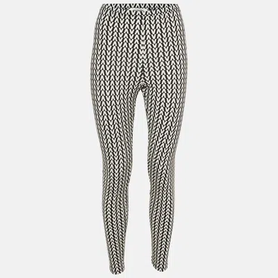 Pre-owned Valentino Monochrome V-logo Jersey Leggings M