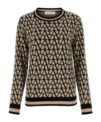 Valentino Toile Iconographe Jumper In Wool And Jacquard In Multi