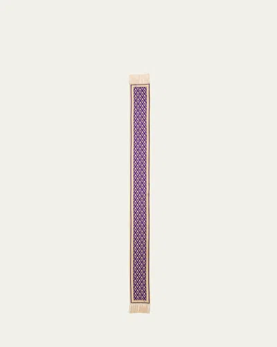 Valentino Monogram Fringe-trim Scarf In Crema Viola