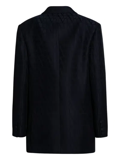 Valentino Monogram-jacquard Blazer In Black