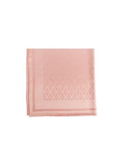 Valentino Monogram-jacquard Fringed Scarf In Pink