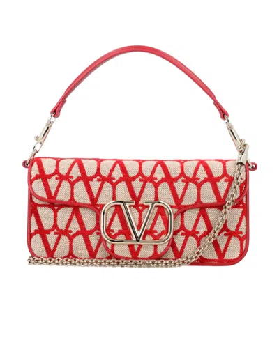 Valentino Garavani Monogram Logo-plaque Shoulder Bag In Red