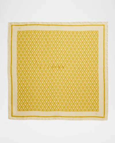 VALENTINO MONOGRAM-PRINT SILK SCARF