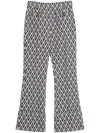 Valentino Geometric Pattern Cuffed Hem Trousers In Blue