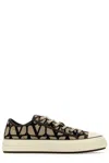 Valentino Toile Iconographe One Stud Xl Sneakers In Naturale/nero/fondant/ivory