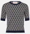 Valentino Short-sleeved Pullover In Virgin Wool In Navy