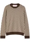 Valentino Monogrammed-intarsia Wool Jumper In Brown