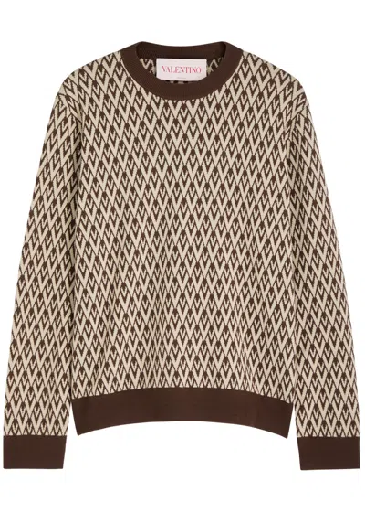 VALENTINO VALENTINO MONOGRAMMED-INTARSIA WOOL JUMPER