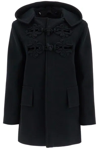 Valentino Button Detailed Long-sleeved Coat In Black