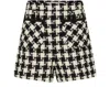 Valentino Womens Avorio Nero Houndstooth High-rise Tweed Woven Shorts In Black